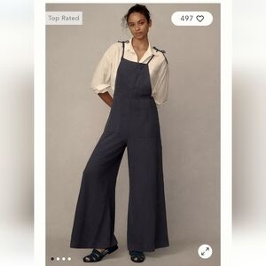 By Anthropologie Linen Wide-Leg Overalls